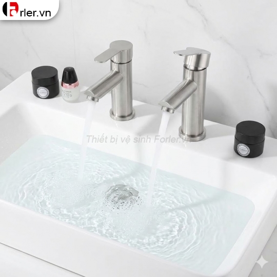 Vòi Lavabo Điếu Tròn Nóng Lạnh 20cm & 30cm Cao Cấp Forler 