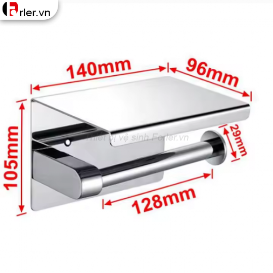 Móc Treo Giấy Vệ Sinh Có Khay Inox Bóng FORLER