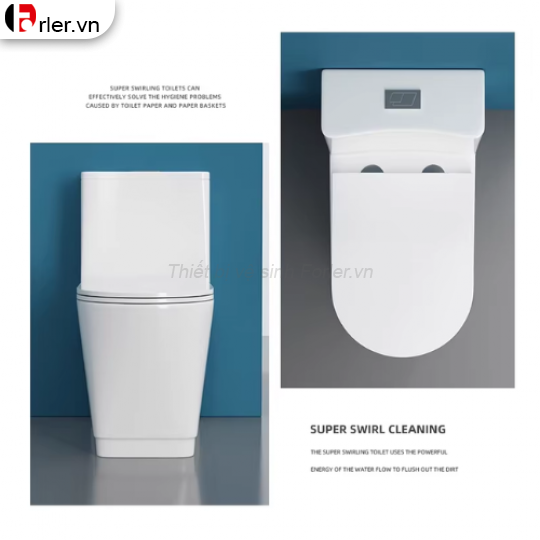 Bồn Cầu 1 Khối Sứ Cạnh Vuông FORLER