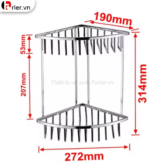 Kệ Góc Treo Tường INOX 304 Nan Vuông Đúc Đặc FORLER