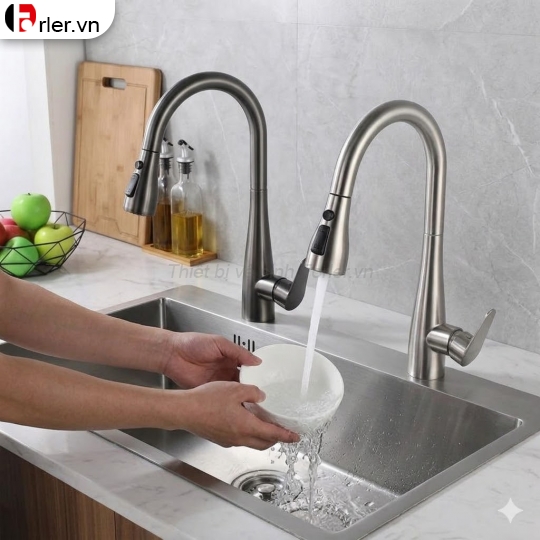 Vòi Rửa Chén Nóng Lạnh Dây Rút (VRC02) Forler