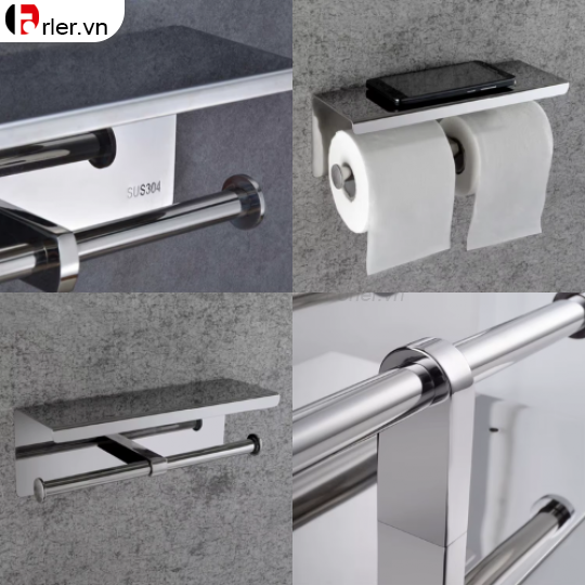 Móc Treo Giấy Vệ Sinh Đôi INOX Crom Bóng FORLER