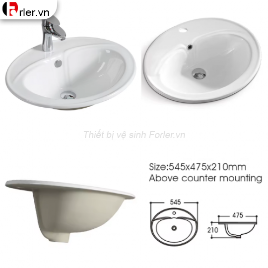 Lavabo Rửa Mặt Oval Âm Bàn Dương Vành FORLER