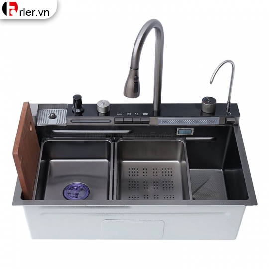 Bồn Rửa Chén 5 Phím Đa Năng Hiện Đại Xám Nano Forler