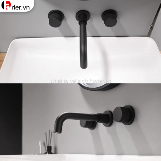 Vòi Lavabo Nóng Lạnh Bằng Đồng Âm Tường FORLER