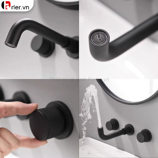 Vòi Lavabo Nóng Lạnh Bằng Đồng Âm Tường FORLER