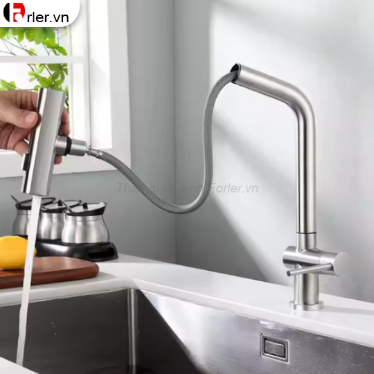Vòi rửa chén Lạnh Rút Dây Inox 304 FORLER