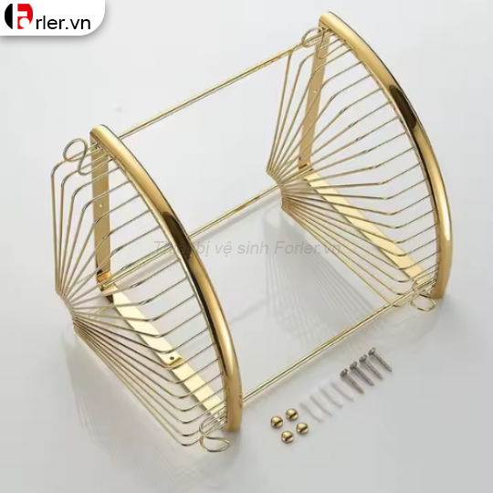Kệ Góc Treo Tường Đồng Mạ Màu Vàng Đen FORLER