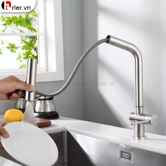 Vòi rửa chén Lạnh Rút Dây Inox 304 FORLER