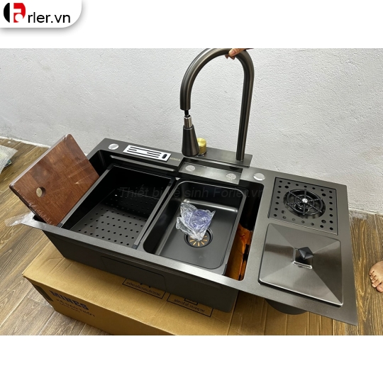 Chậu Rửa Chén Nano Xám Đen Có Bàn Chờ Forler