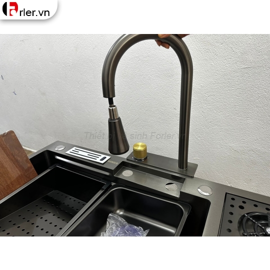 Chậu Rửa Chén Nano Xám Đen Có Bàn Chờ Forler