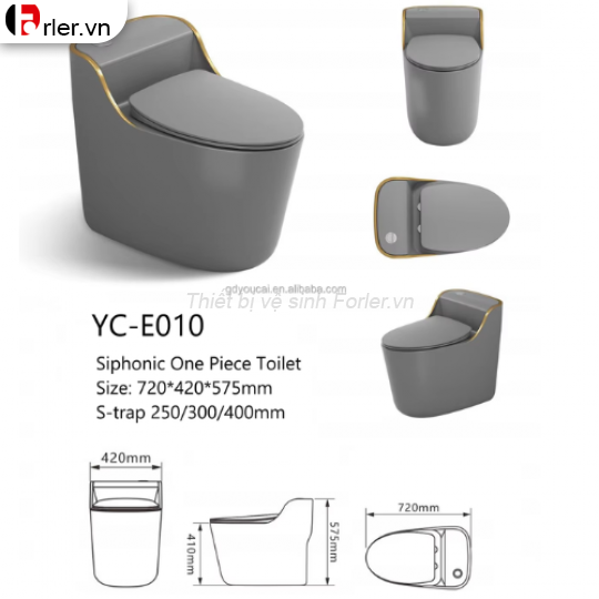 Bồn Cầu Một Khối Trứng Họa Tiết Viền FORLER