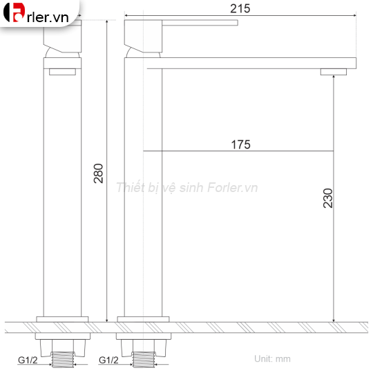 Vòi Lavabo Lạnh Dương Bàn Inox Mờ (FL-VLVB46) Forler