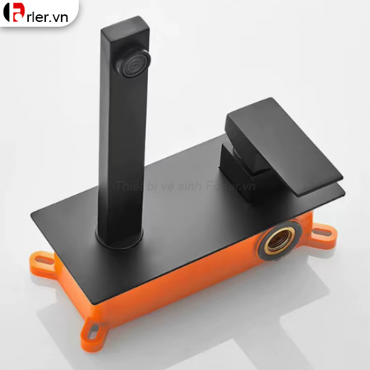 Vòi Lavabo Âm Tường Đồng Thau Sơn Tĩnh Điện Đen - Crom Bóng FORLER