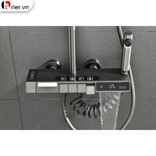 Sen Cây Tắm Đứng Đồng Thau Sơn Tĩnh Điện Xám Hiển Thị Nhiệt Độ Forler