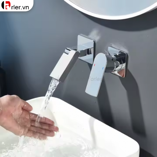 Vòi Lavabo Âm Tường Đồng Thau Crom Bóng - Đen - Xám FORLER