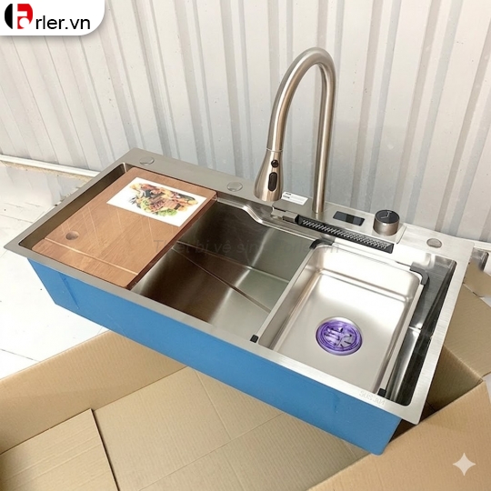 Chậu Rửa Chén 2 Phím Inox Mờ Hiển Thị Nhiệt Độ Forler