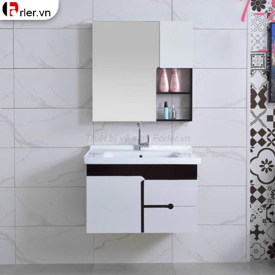 Bộ Tủ Nhựa PVC Cao Cấp Trắng Sơn 3K & Tủ Gương Thường 