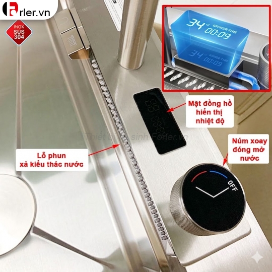 Chậu Rửa Chén 2 Phím Inox Mờ Hiển Thị Nhiệt Độ Forler