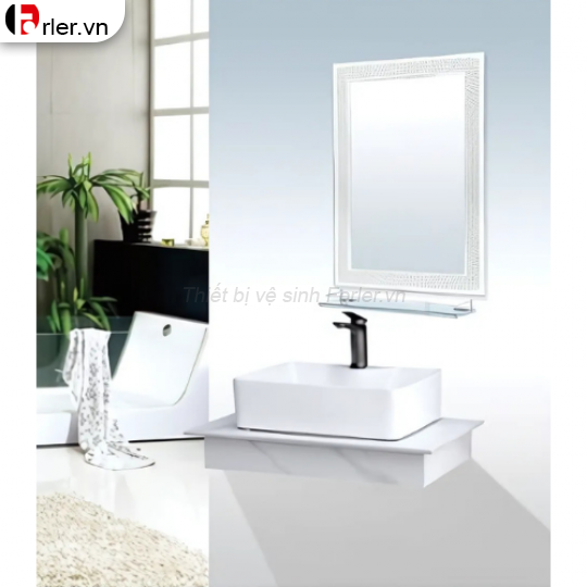 Bộ Bàn Đá 1 Tầng - Lavabo Đặt Bàn - Gương FORLER