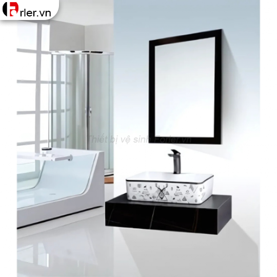 Bộ Bàn Đá 1 Tầng - Lavabo Đặt Bàn - Gương FORLER