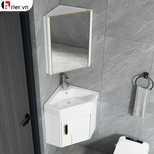 Bộ Tủ Góc Treo Tường Nhôm Hợp Kim Chậu Lavabo Và Tủ Gương Forler