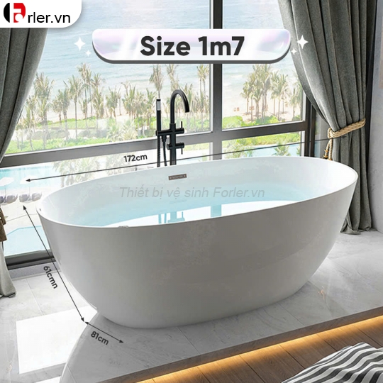 Bồn tắm nằm Oval nhựa Acrylic Forler T01 1m5 – 1m7
