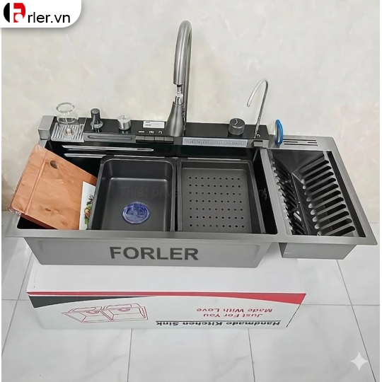 Bồn Rửa Chén 5 Phím Đa Năng Hiện Đại Xám Nano Forler