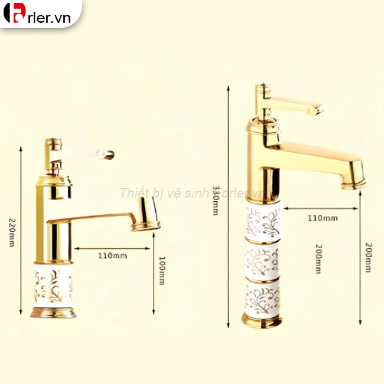 Vòi Lavabo Hoa văn Trắng 2 Kích Thước FORLER