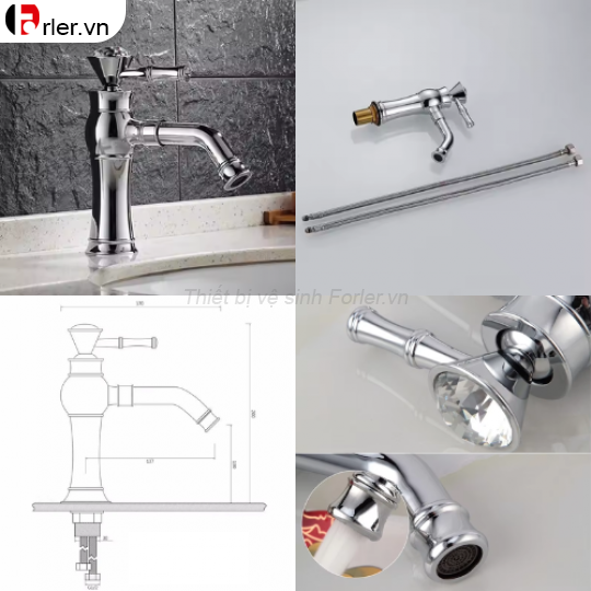 Vòi Lavabo Kim Cương 2 Kích Thước 20cm và 30cm Sang Trọng Cao Cấp FORLER