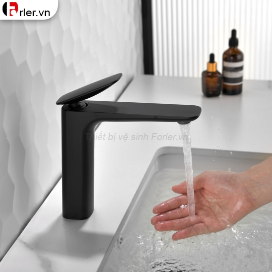 Vòi Lavabo Lạnh Đồng Sơn Tĩnh Điện Đen (FL-VLVB37) Forler