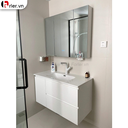 Bộ Tủ Nhựa PVC Trắng Cao Cấp & Tủ Gương Led Forler