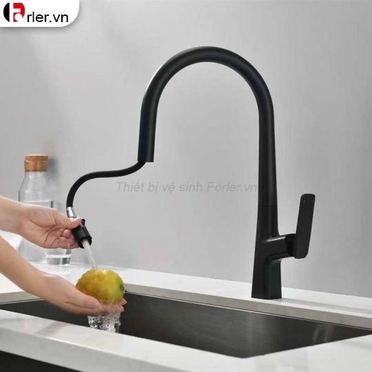 Vòi Chén Nóng Lạnh Dây Rút Xám & Đen (VRC54) Forler 