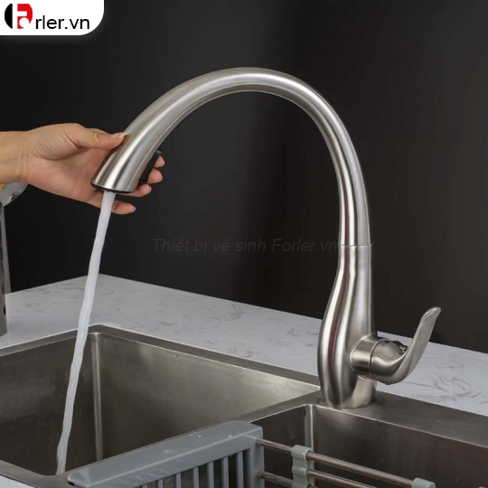 Vòi Rửa Chén Nóng Lạnh, Dây Kéo Inox SUS 304 (VRC43) Forler