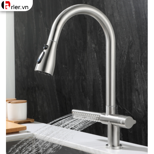 Vòi Rửa Chén Lạnh Thác Nước Rút Dây Inox 304 (VRC27) Forler
