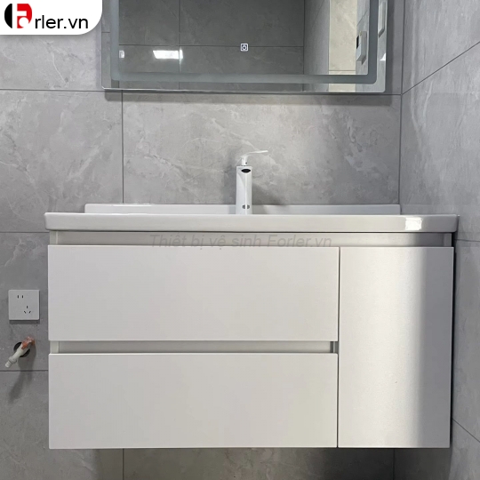 Bộ Tủ Nhựa PVC Trắng Cao Cấp & Tủ Gương Led Forler