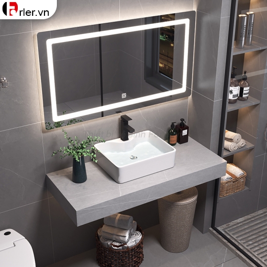 Bàn Đá 1 Tầng Chậu Lavabo Đặt Bàn & Gương Led Forler