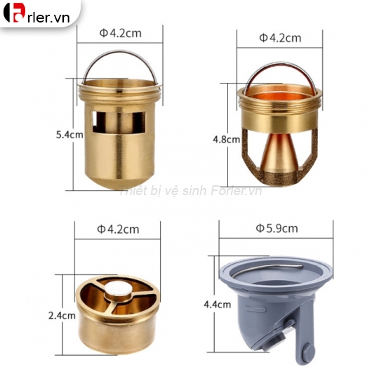 Phễu Thoát Sàn Đồng Thau Mạ Crome Chống Hôi Dài FORLER