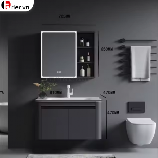 Bộ Tủ Nhôm Hợp Kim Chậu Lavabo Và Tủ Gương Led Forler