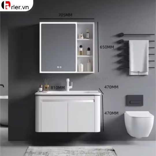 Bộ Tủ Nhôm Hợp Kim Chậu Lavabo Và Tủ Gương Led Forler