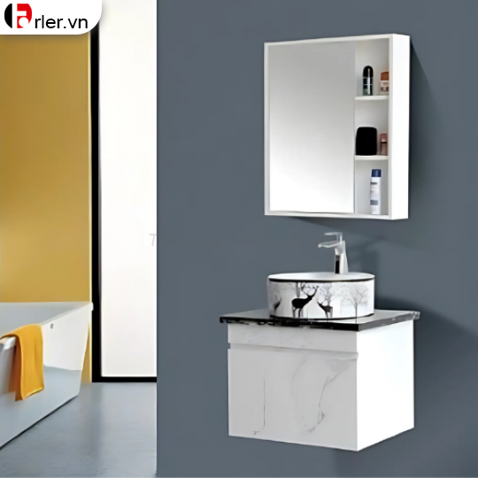 Tủ Nhựa PVC Vân Đá 2 Kích Thước - Gương Chữ Nhật FORLER