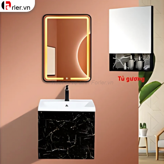 Tủ Nhựa PVC Vân Đá Trắng Đen Cao Cấp FORLER