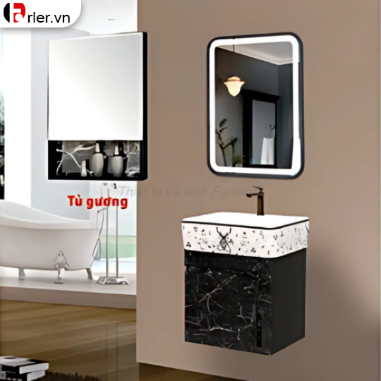 Tủ Nhựa PVC Vân Đá Trắng Đen Cao Cấp FORLER