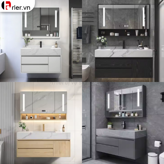 Bộ Tủ Lavabo Nhựa PVC Đặc - Mặt Đá Lavabo Sứ Âm FORLER