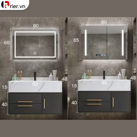 Bộ Tủ Nhựa PVC Cao Cấp - Mặt Lavabo Đá Âm FORLER