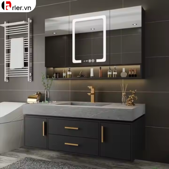 Bộ Tủ Nhựa PVC Cao Cấp - Mặt Lavabo Đá Âm FORLER