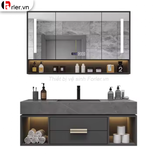 Bộ Tủ Nhựa PVC Cao Cấp - Mặt Lavabo Đá Âm FORLER