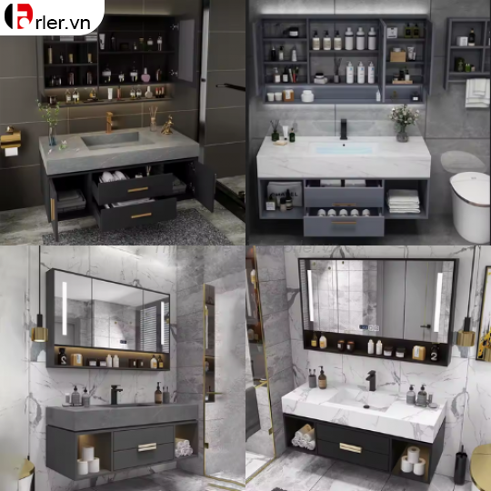 Bộ Tủ Nhựa PVC Cao Cấp - Mặt Lavabo Đá Âm FORLER