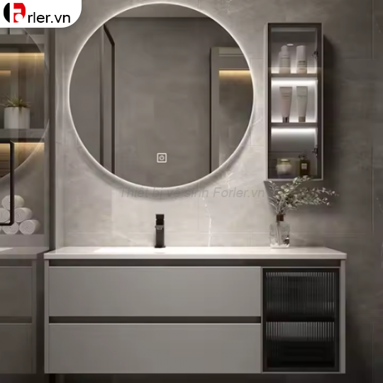 Bộ Tủ Nhựa PVC - Mặt Lavabo Sứ Âm Liền Khối FORLER