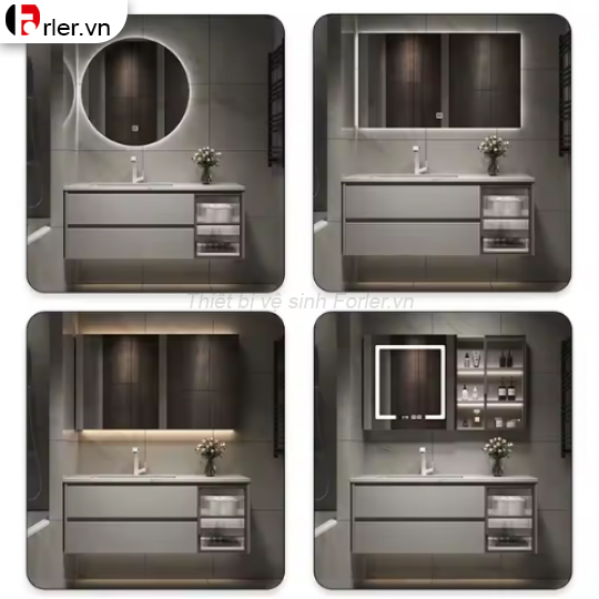 Bộ Tủ Nhựa PVC - Mặt Lavabo Sứ Âm Liền Khối FORLER